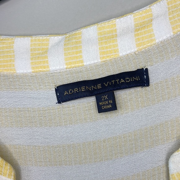 Adrienne Vittadini Striped Top Shirt V Neck Button Chest 3/4 Sleeves Size 2X - Picture 3 of 7